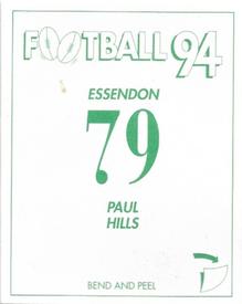 1994 Select AFL Stickers #79 Paul Hills Back